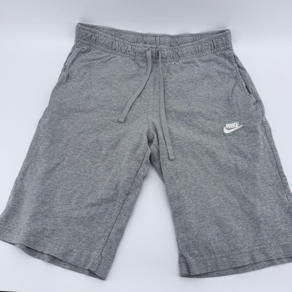 Nike Athletic Shorts Mens Size M Gray Heather Jersey Knit Drawstring Pockets